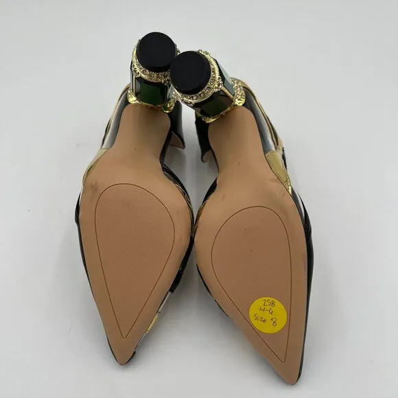 FSJ Yellow PVC Pointed Toe Chunky High Heel Crystal Pumps Wedding Dress Shoes