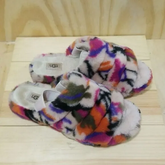 Fur UGG Multicolored slippers Women's size 9 1/2