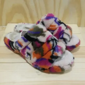 Fur UGG Multicolored slippers Women's size 9 1/2