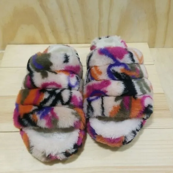 Fur UGG Multicolored slippers Women's size 9 1/2