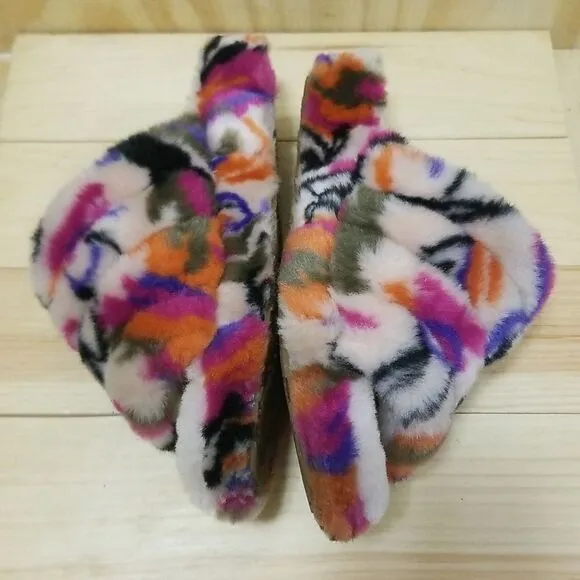 Fur UGG Multicolored slippers Women's size 9 1/2