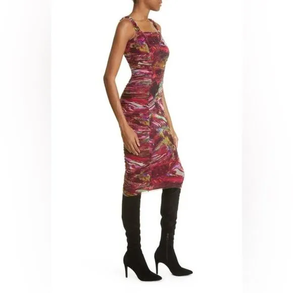 Fuzzi Jean Paul Gaultier Pink Ruched Sleeveless Bodycon Dress 2