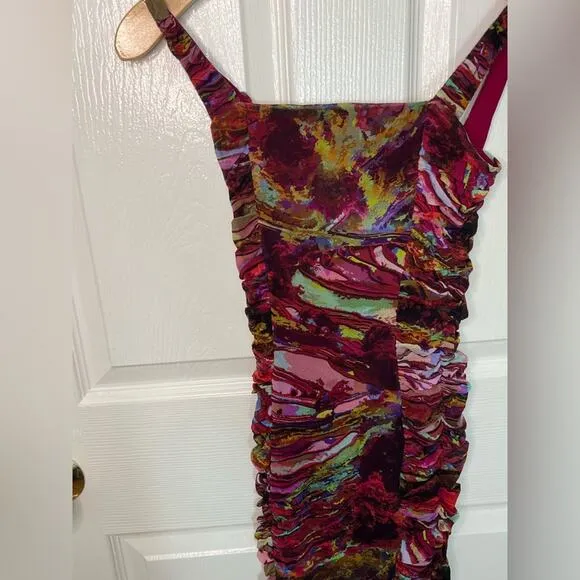 Fuzzi Jean Paul Gaultier Pink Ruched Sleeveless Bodycon Dress 2
