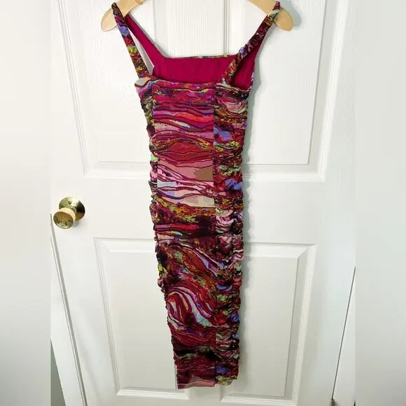 Fuzzi Jean Paul Gaultier Pink Ruched Sleeveless Bodycon Dress 2