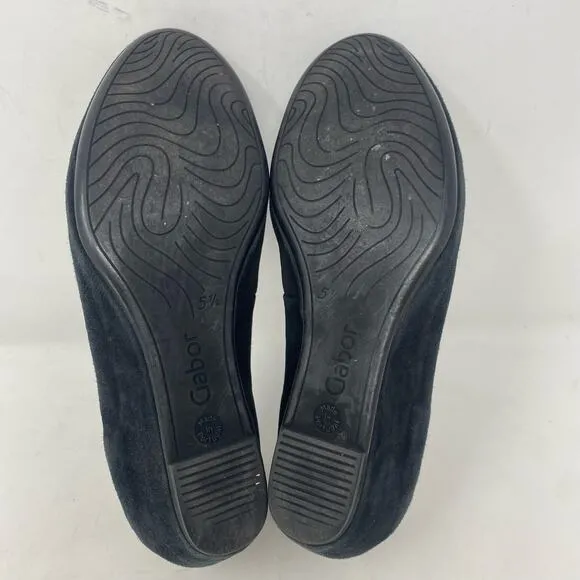 Gabor Chloe Ballet Wedge Black Suede Shoes Womens Size 8