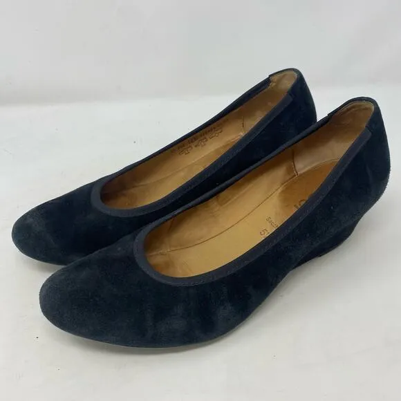 Gabor Chloe Ballet Wedge Black Suede Shoes Womens Size 8