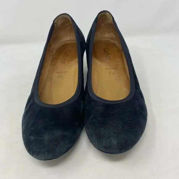 Gabor Chloe Ballet Wedge Black Suede Shoes Womens Size 8