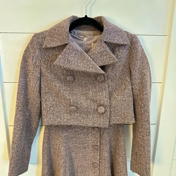 GAL MEETS GLAM Agatha Dainty pink Tweed button front A-line woman dress-blazer 2