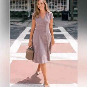 GAL MEETS GLAM Agatha Dainty pink Tweed button front A-line woman dress-blazer 2
