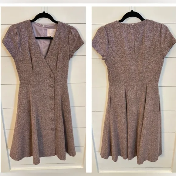 GAL MEETS GLAM Agatha Dainty pink Tweed button front A-line woman dress-blazer 2