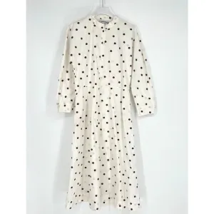 Ganni Dress Womens 8/10 Polka Dot Poplin Midi Pockets Minimalist Timeless
