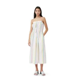 Ganni Pastel Rainbow Cotton Maxi Strappy Dress Quiet Luxury Size 38 US 6 Medium