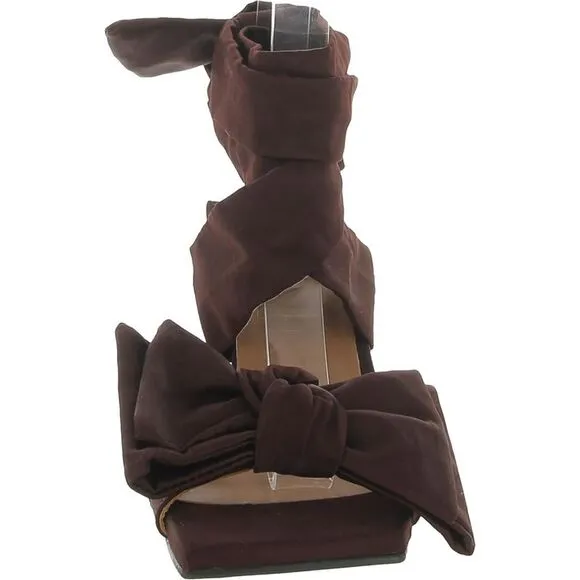 Ganni Womens Brown Strappy Bow Dressy Heels Shoes New