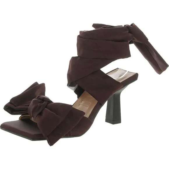 Ganni Womens Brown Strappy Bow Dressy Heels Shoes New