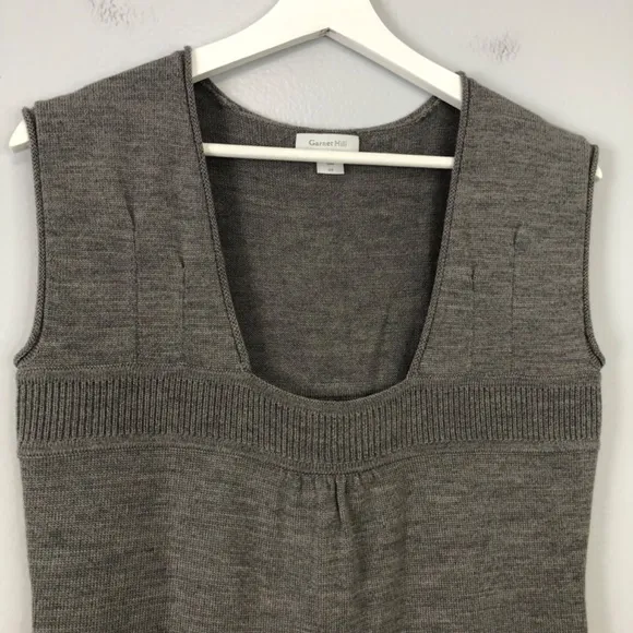 Garnet Hill 100% Wool Sleeveless Taupe Sweater Dress Size XS Neutral Minimalist