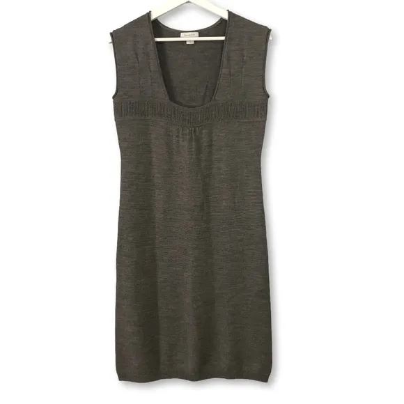 Garnet Hill 100% Wool Sleeveless Taupe Sweater Dress Size XS Neutral Minimalist