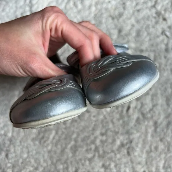 Garvalin Silver Leather Nautical Knot Vamp Velcro Closure Mary Janes EU Sz 30