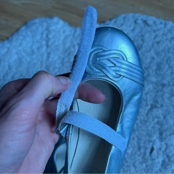 Garvalin Silver Leather Nautical Knot Vamp Velcro Closure Mary Janes EU Sz 30