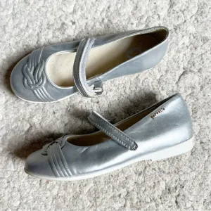 Garvalin Silver Leather Nautical Knot Vamp Velcro Closure Mary Janes EU Sz 30