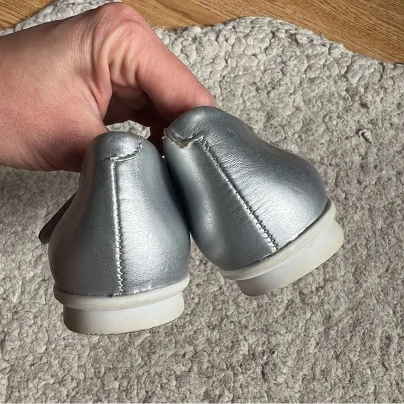 Garvalin Silver Leather Nautical Knot Vamp Velcro Closure Mary Janes EU Sz 30