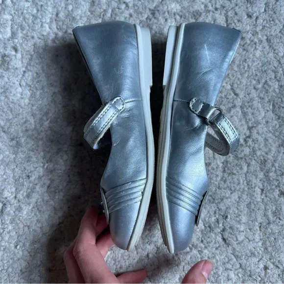 Garvalin Silver Leather Nautical Knot Vamp Velcro Closure Mary Janes EU Sz 30