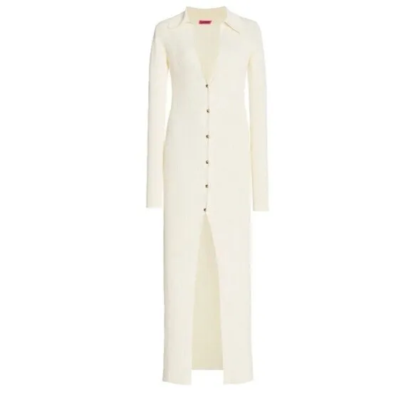 Gauge81 Rubi Luxury Minimalist Heavy Ribbed Knit Sweater Ivory Maxi Dress Size S