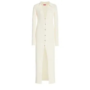 Gauge81 Rubi Luxury Minimalist Heavy Ribbed Knit Sweater Ivory Maxi Dress Size S