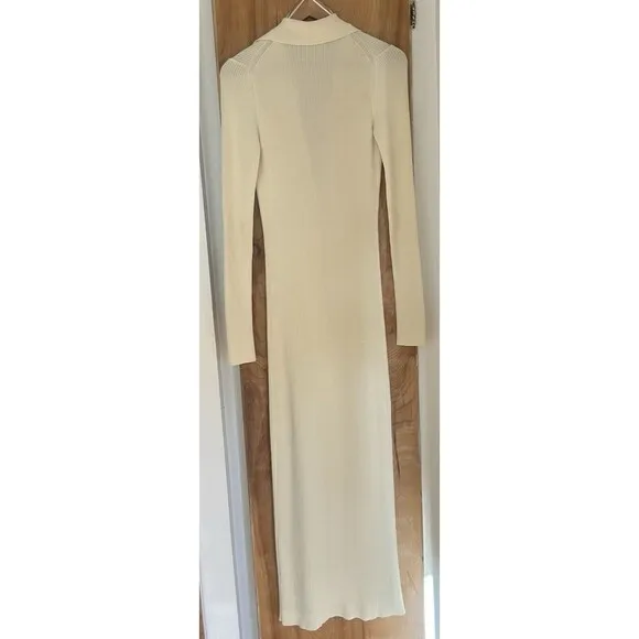 Gauge81 Rubi Luxury Minimalist Heavy Ribbed Knit Sweater Ivory Maxi Dress Size S