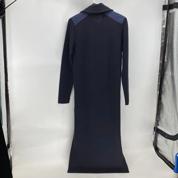 GESTUZ HERLAGZ DRESS sky captain wool blue midi minimalist side slits sz S