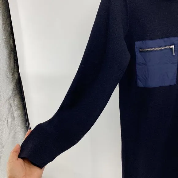 GESTUZ HERLAGZ DRESS sky captain wool blue midi minimalist side slits sz S