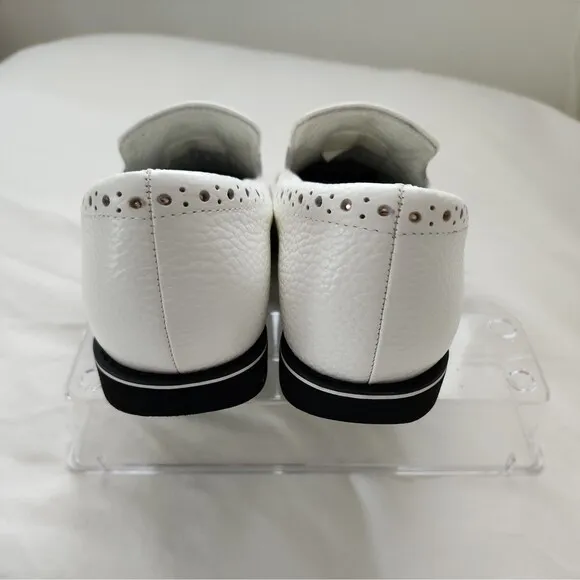 G/Fore GG Golf Shoes Girl's Sz 5.5 US, White Rose Gold Leather Cushioned Preppy
