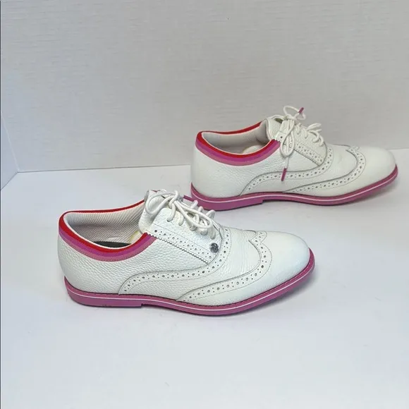 G/FORE Women's Limited Galivanter Golf Shoes White Pink Oxford Brogue Size 8.5