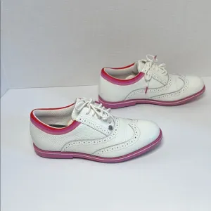 G/FORE Women's Limited Galivanter Golf Shoes White Pink Oxford Brogue Size 8.5
