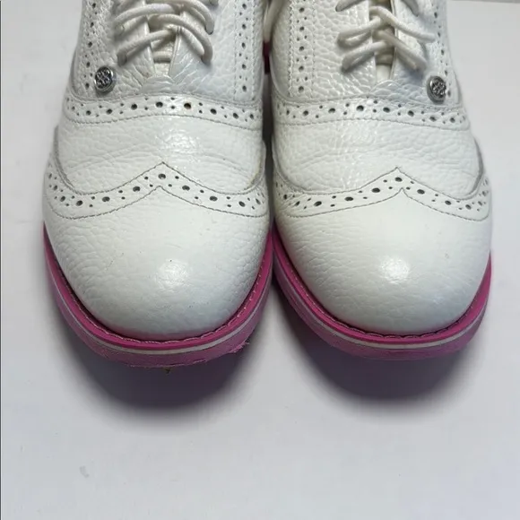 G/FORE Women's Limited Galivanter Golf Shoes White Pink Oxford Brogue Size 8.5