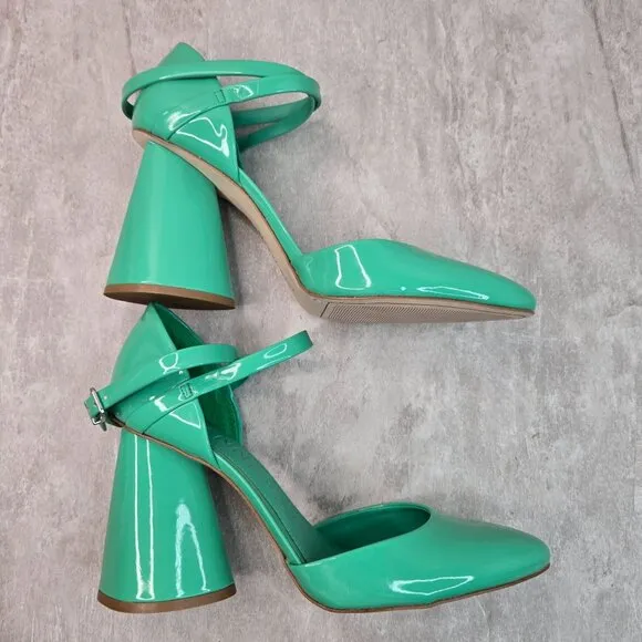Gianni Bini Maryjane Pumps 11 Mint Green Patent Block Heel Dressy Pointed Shoes