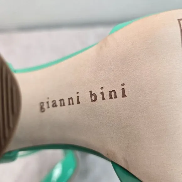 Gianni Bini Maryjane Pumps 11 Mint Green Patent Block Heel Dressy Pointed Shoes
