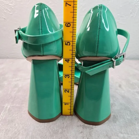 Gianni Bini Maryjane Pumps 11 Mint Green Patent Block Heel Dressy Pointed Shoes