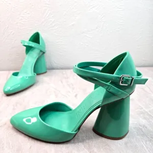 Gianni Bini Maryjane Pumps 11 Mint Green Patent Block Heel Dressy Pointed Shoes