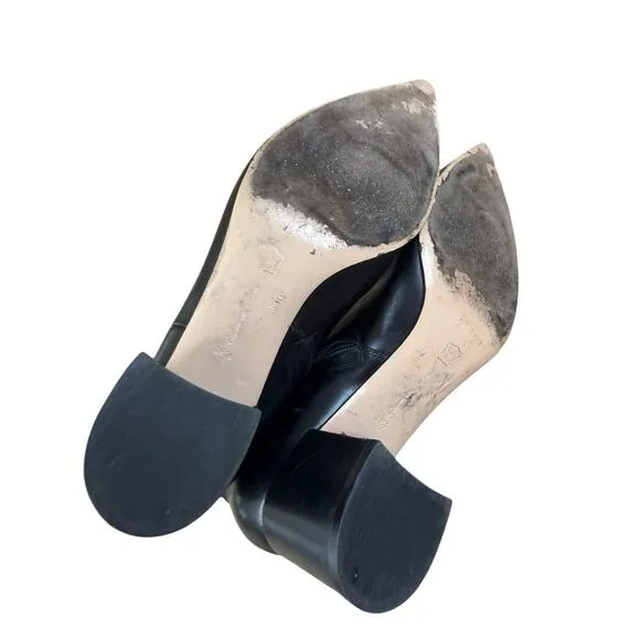 Gianvito Rossi Black Leather Pointed Toe Ankle Boots 39.5 Made in Italy