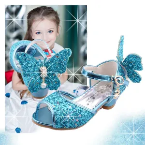 Girls Bowknot Soft Sole Low Heel Dance Shoes