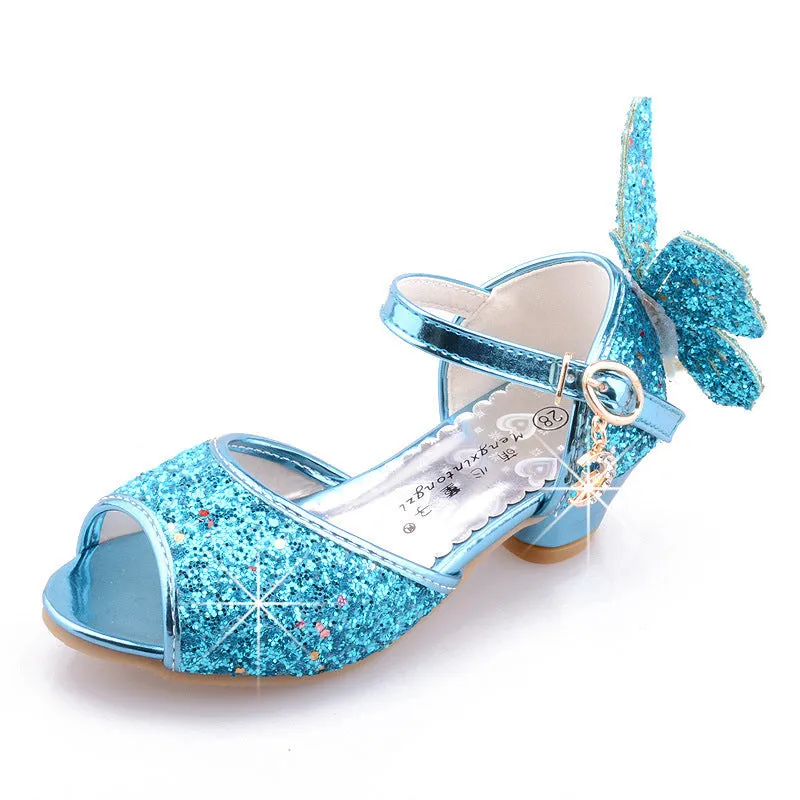 Girls Bowknot Soft Sole Low Heel Dance Shoes