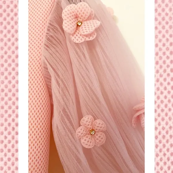 Girl’s David Charles Luxury Floral Pleated Dress