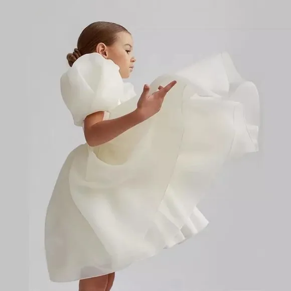 Girl's Luxury Bridal Formal White Dress