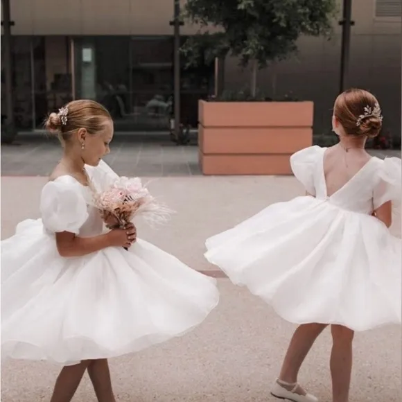Girl's Luxury Bridal Formal White Dress