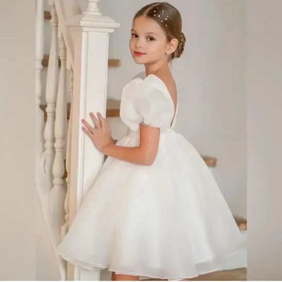 Girl's Luxury Bridal Formal White Dress