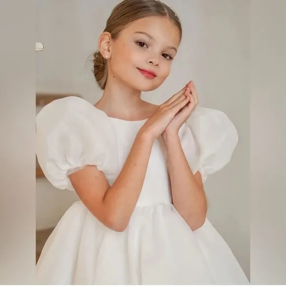 Girl's Luxury Bridal Formal White Dress