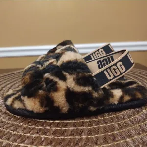 Girl's Slippers UGG Kids Fluff Yeah Leopard Slide (Little Girl) Size 11
