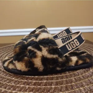 Girl's Slippers UGG Kids Fluff Yeah Leopard Slide (Little Girl) Size 11