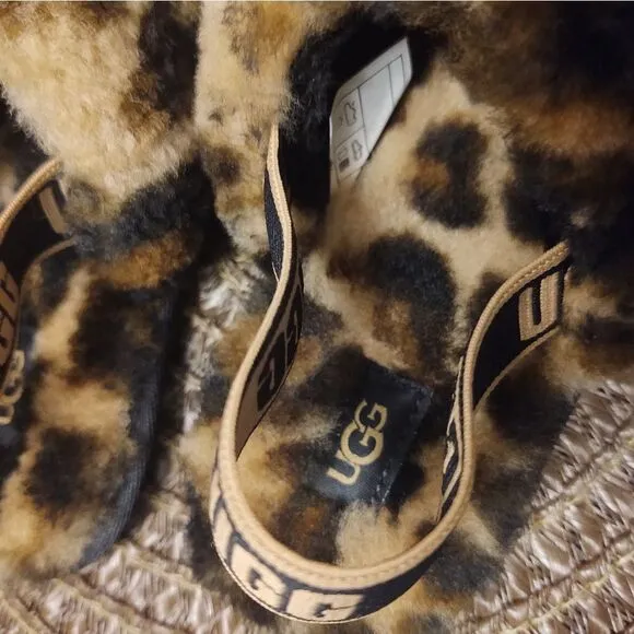 Girl's Slippers UGG Kids Fluff Yeah Leopard Slide (Little Girl) Size 11