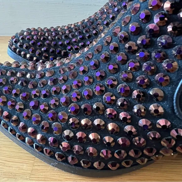 GIUSEPPE ZANOTTI Swarovski Crystal Rhinestone Ankle Booties Cowboy Boots - 35.5